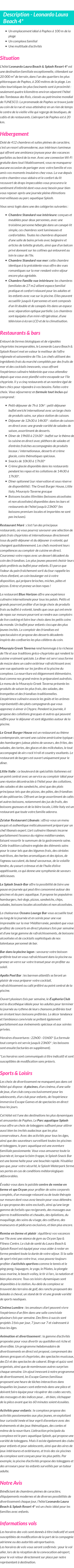 Détails du séjour