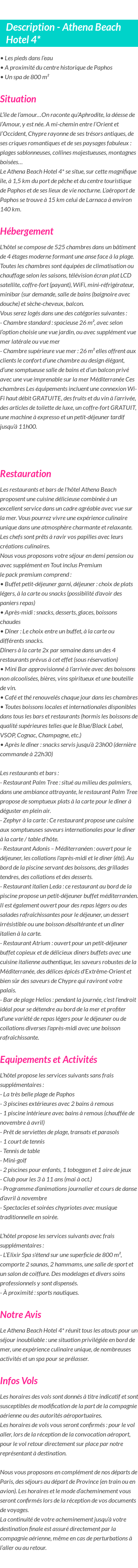Détails du séjour