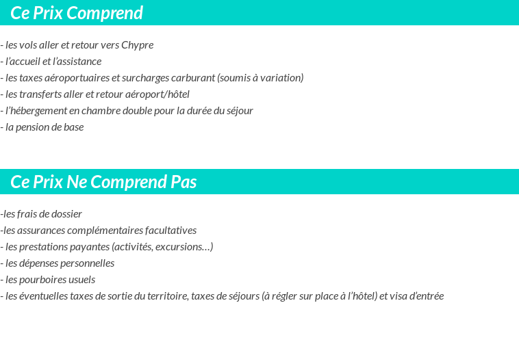 Conditions tarifaires