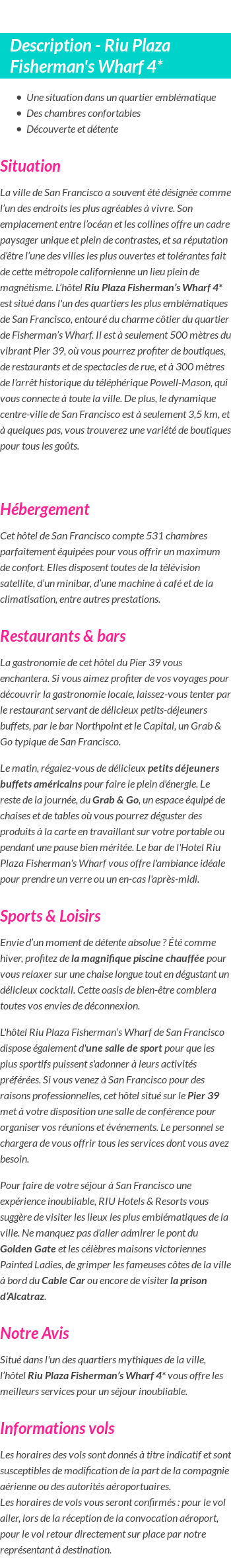 Détails du séjour