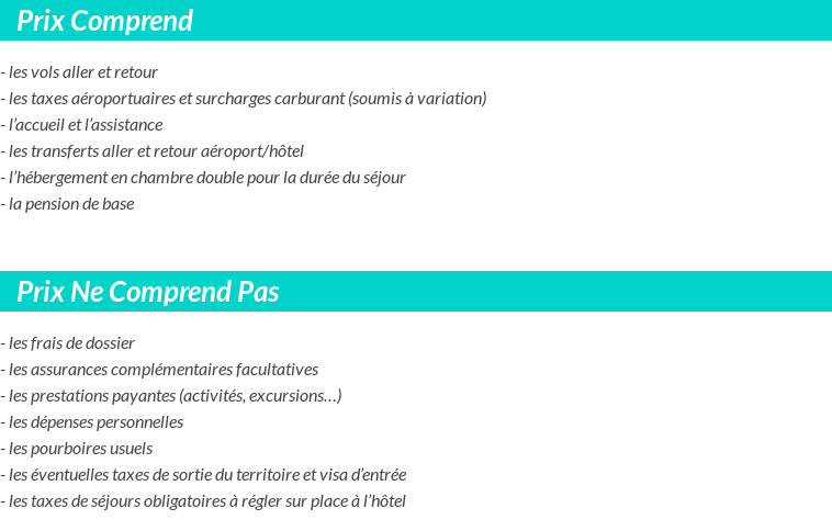 Conditions tarifaires