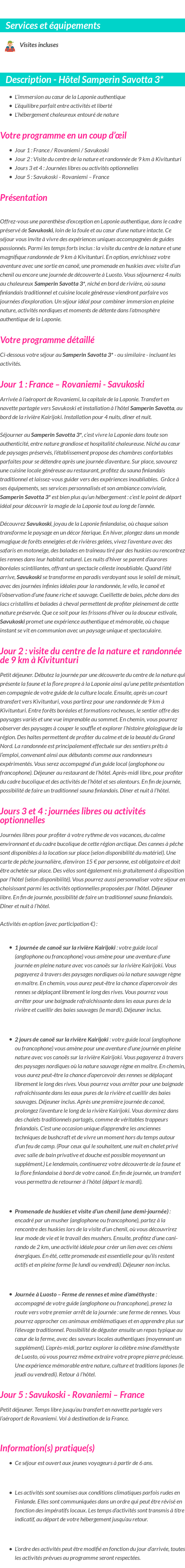 Détails du séjour