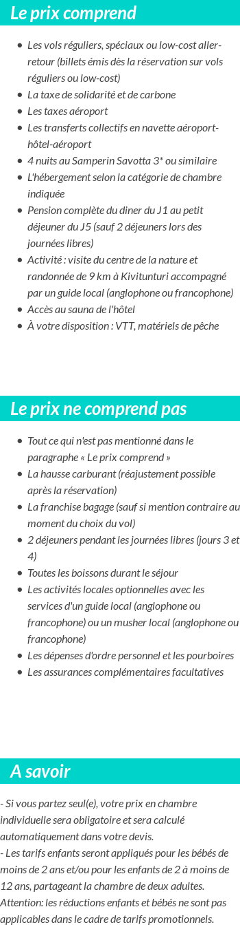 Conditions tarifaires