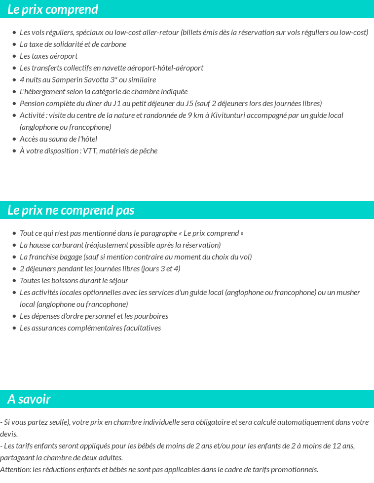 Conditions tarifaires