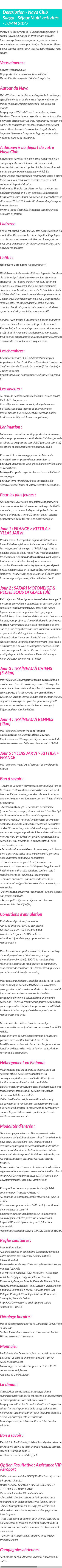 Détails du séjour