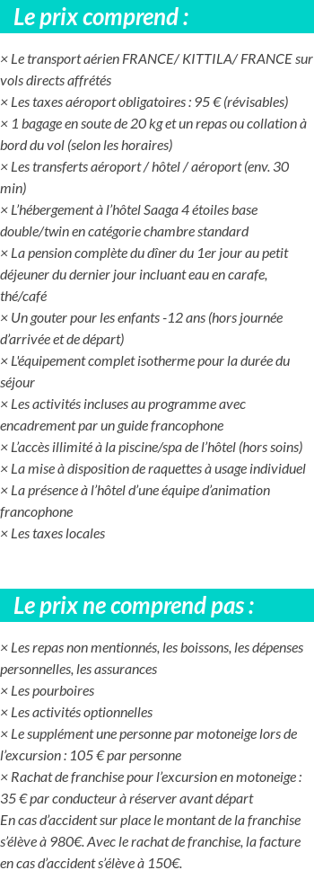 Conditions tarifaires