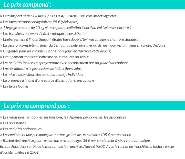 Conditions tarifaires