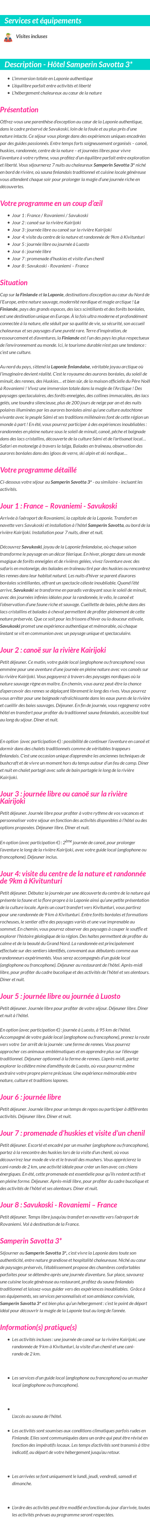 Détails du séjour