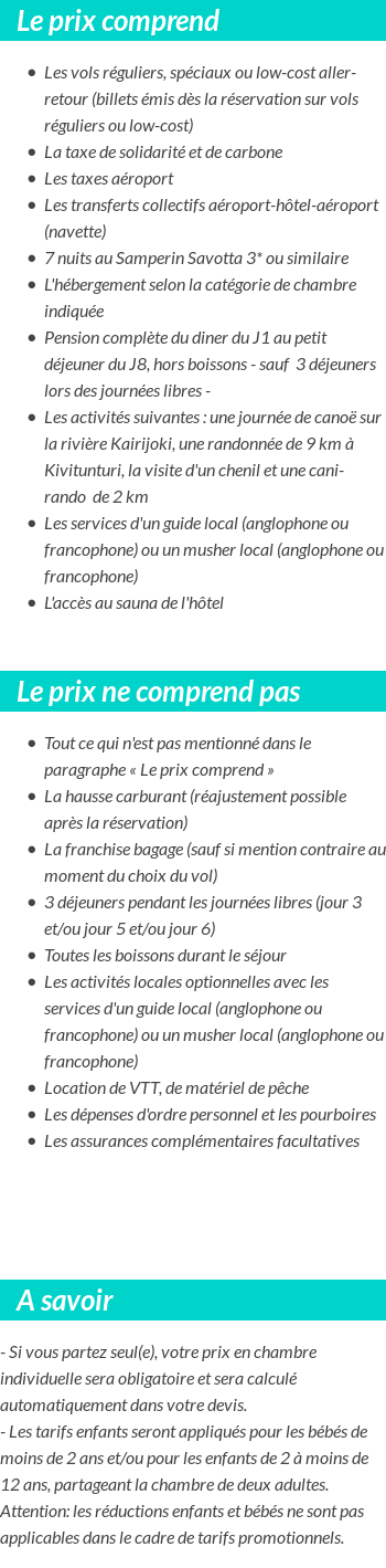 Conditions tarifaires