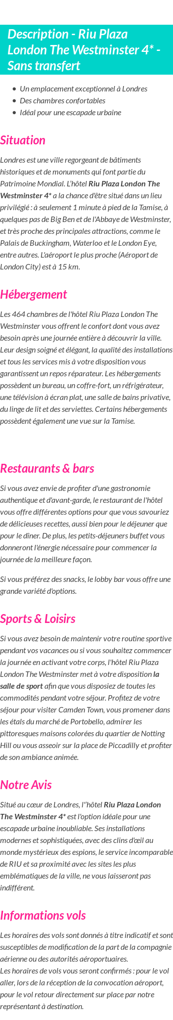 Détails du séjour