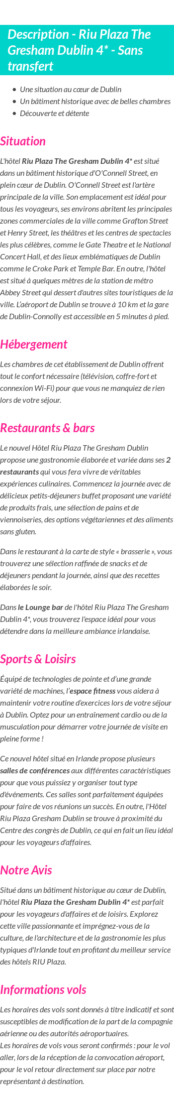 Détails du séjour