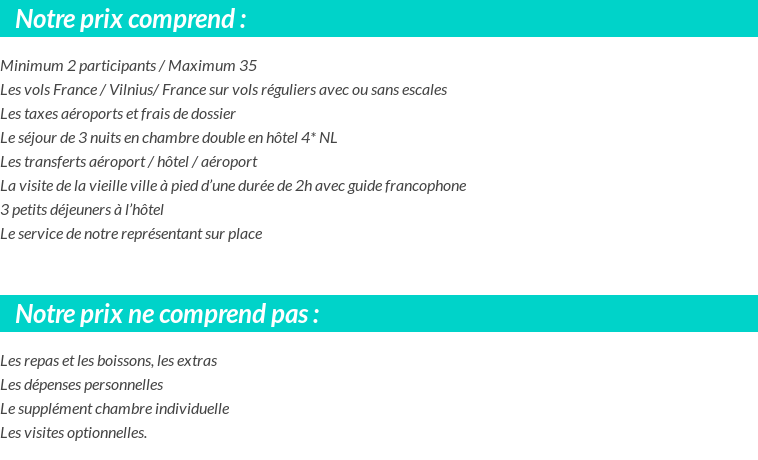 Conditions tarifaires