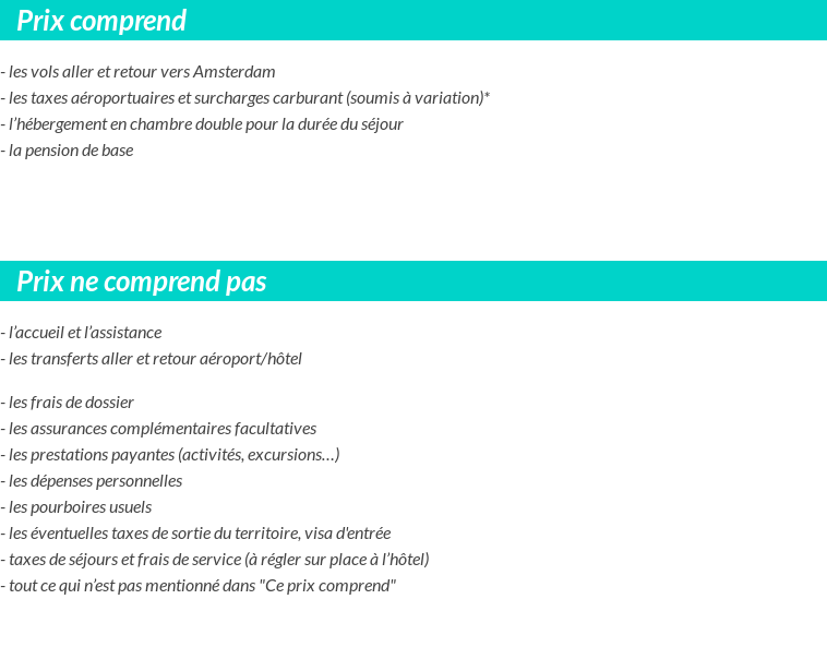 Conditions tarifaires