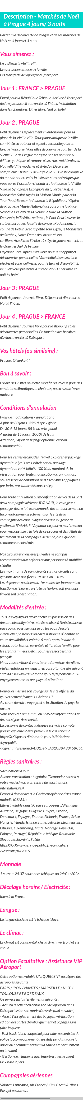 Détails du séjour