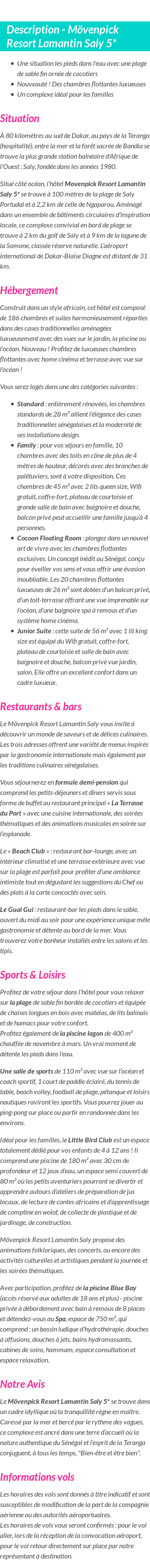 Détails du séjour
