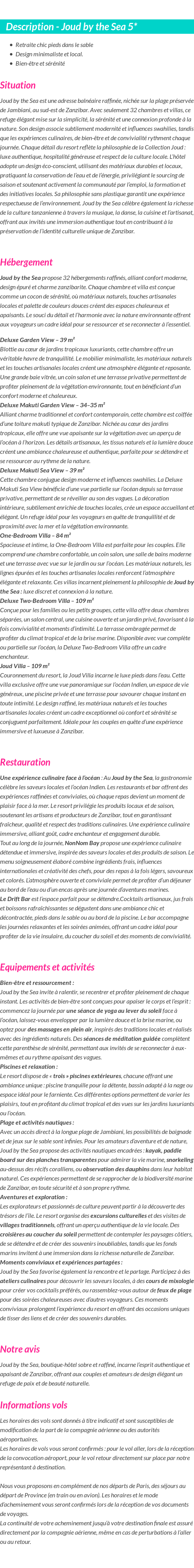 Détails du séjour