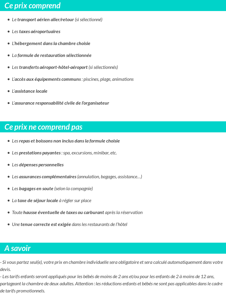 Conditions tarifaires
