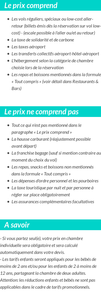 Conditions tarifaires