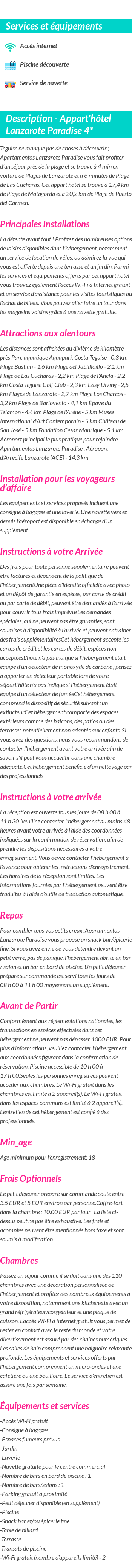 Détails du séjour