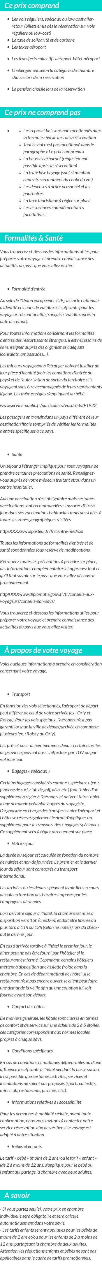 Conditions tarifaires
