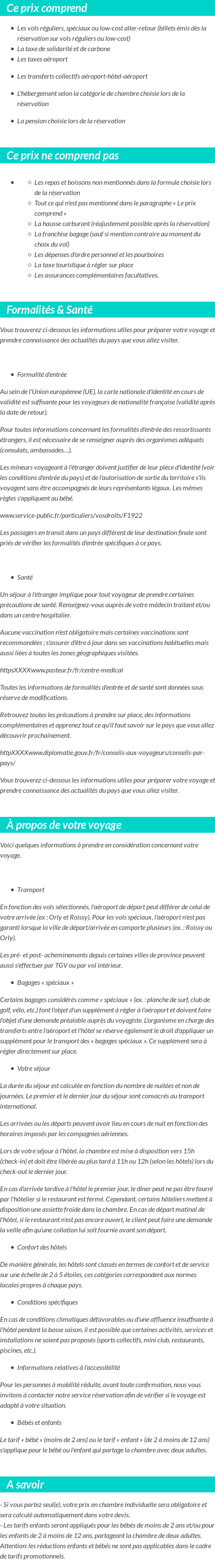 Conditions tarifaires
