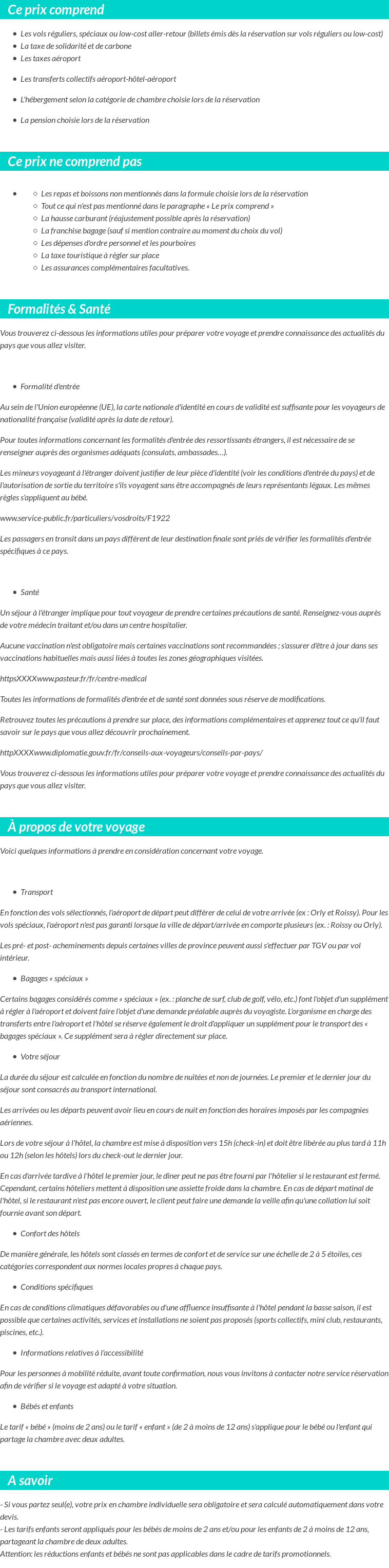Conditions tarifaires