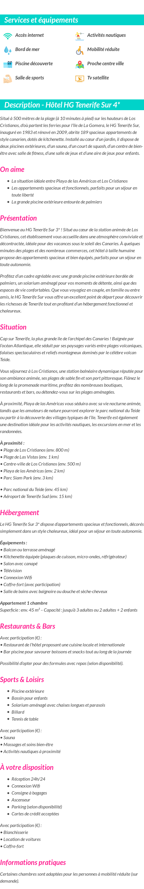 Détails du séjour