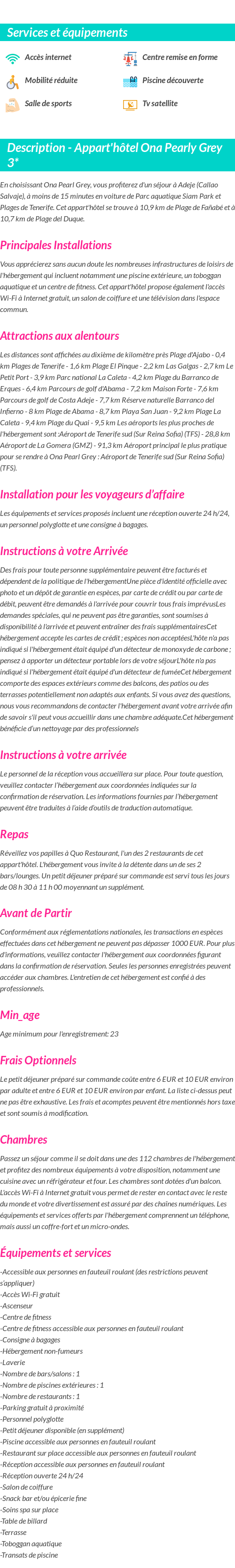 Détails du séjour