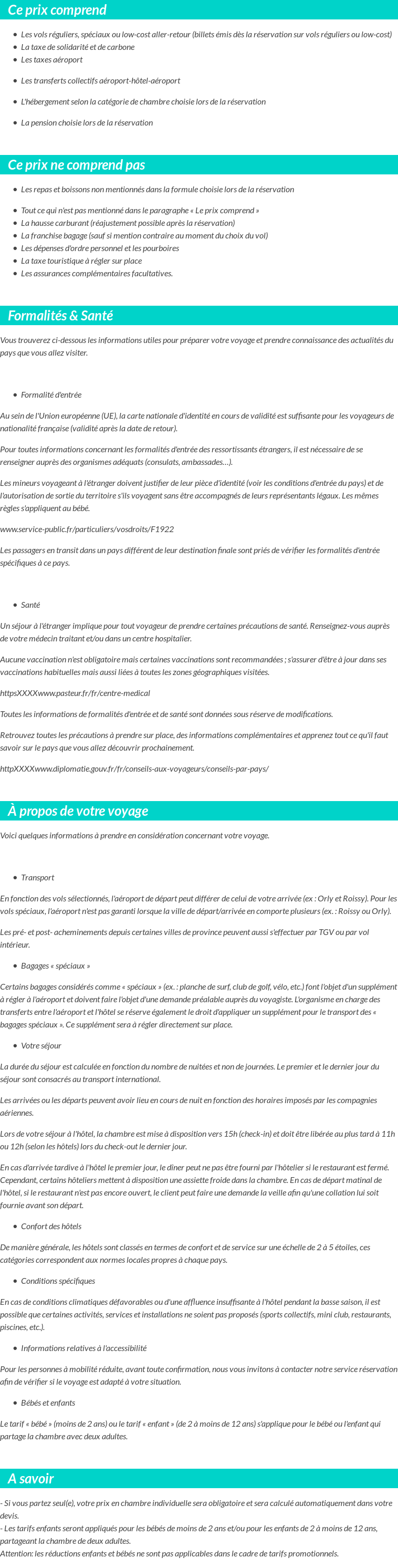 Conditions tarifaires