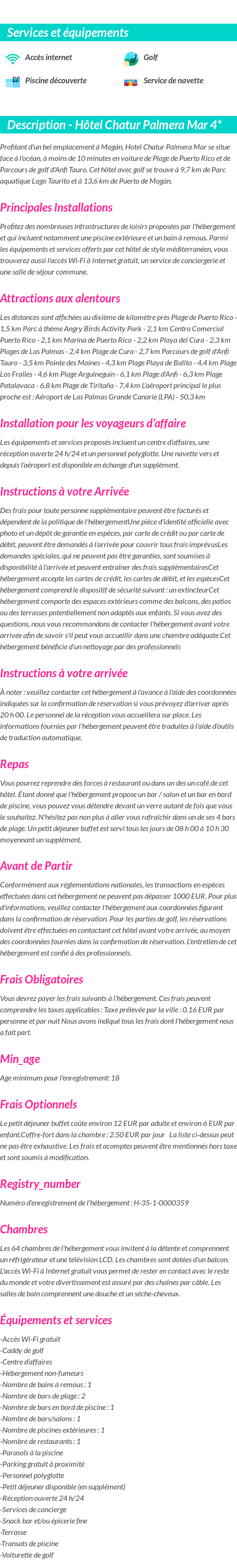 Détails du séjour