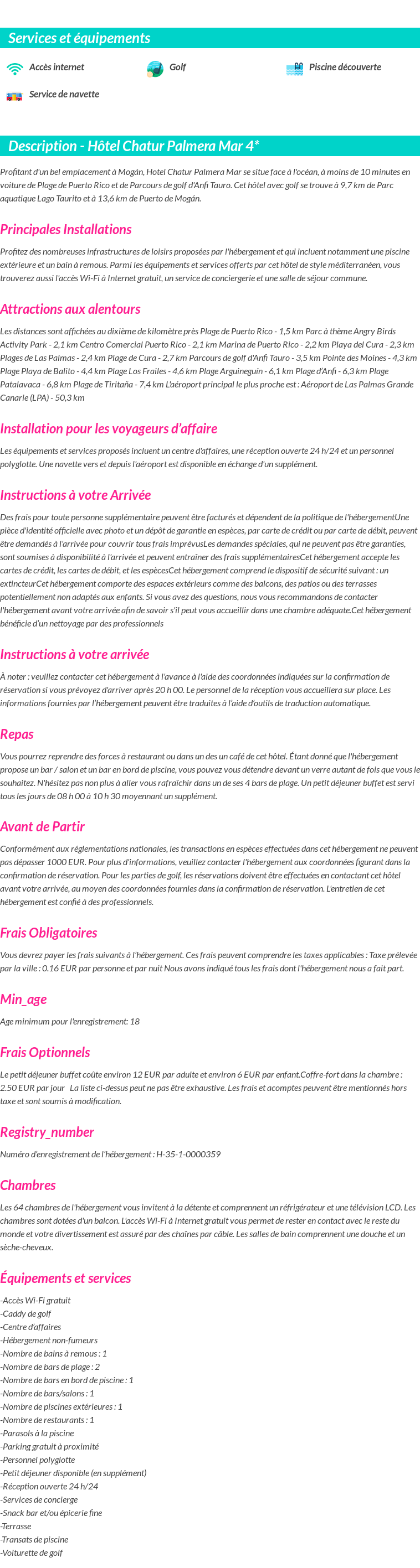 Détails du séjour