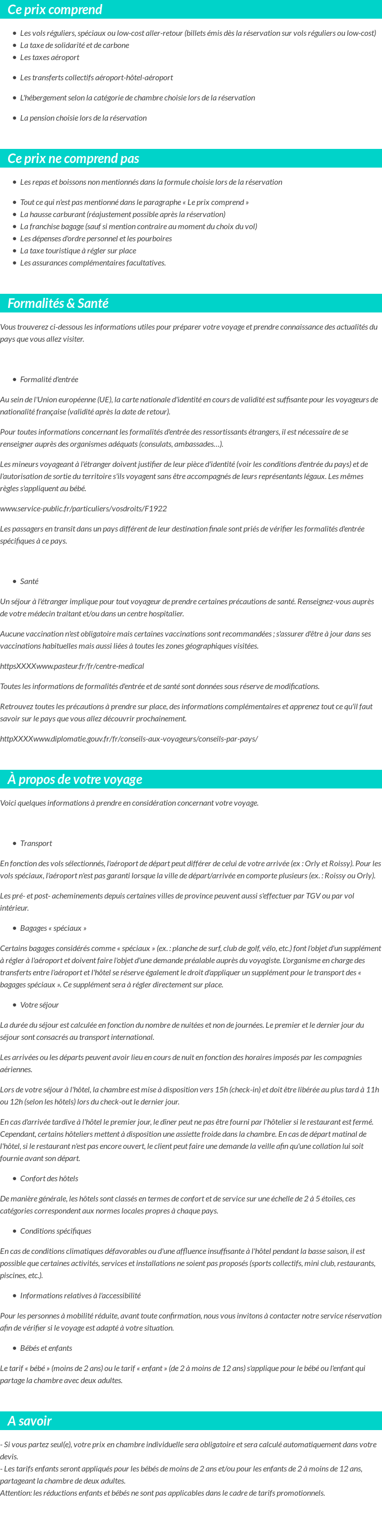 Conditions tarifaires