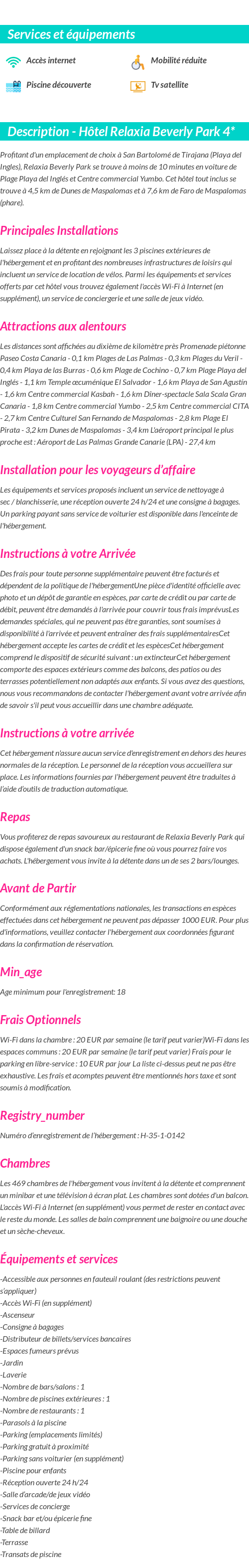 Détails du séjour