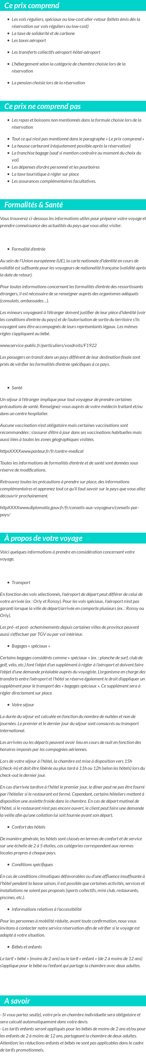 Conditions tarifaires