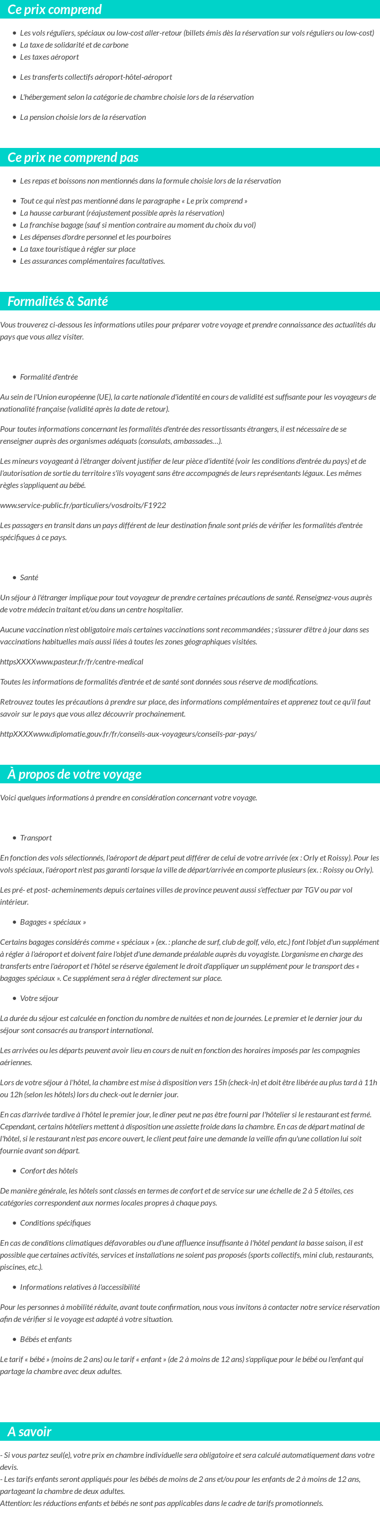 Conditions tarifaires