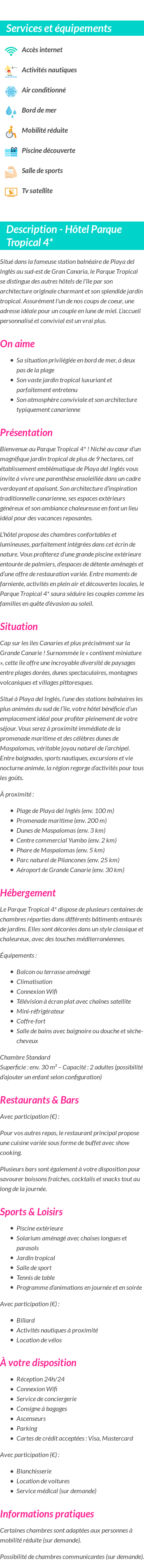 Détails du séjour