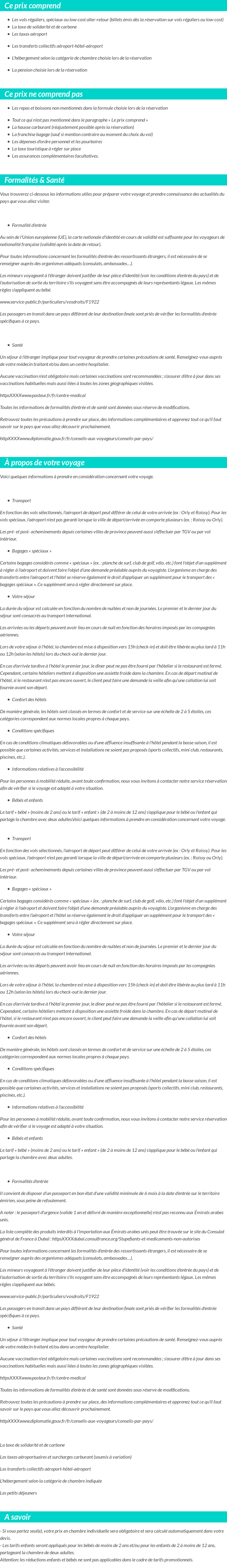 Conditions tarifaires