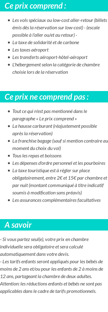 Conditions tarifaires