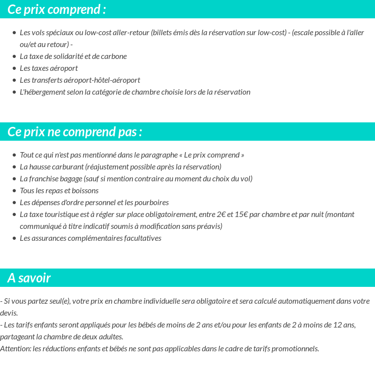 Conditions tarifaires