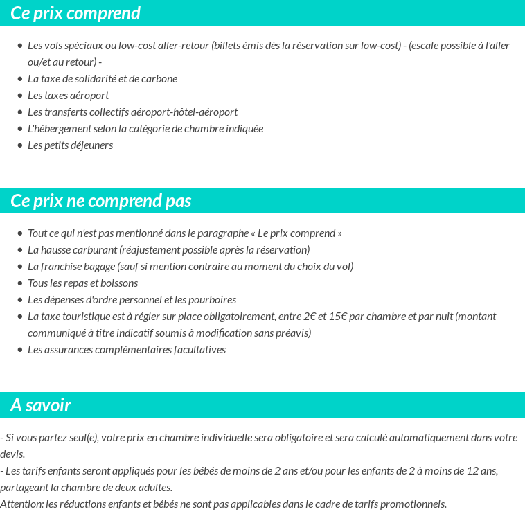 Conditions tarifaires