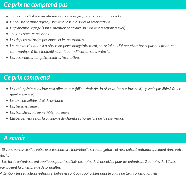 Conditions tarifaires