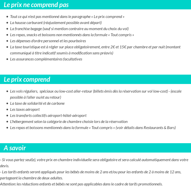 Conditions tarifaires