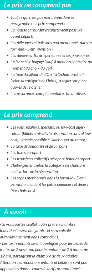 Conditions tarifaires