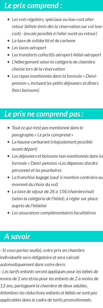 Conditions tarifaires