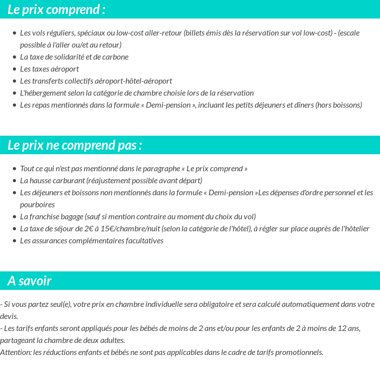 Conditions tarifaires