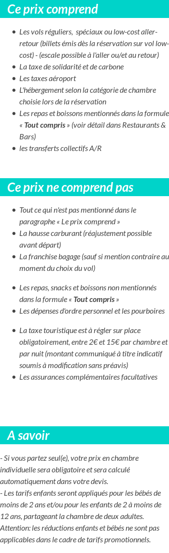 Conditions tarifaires