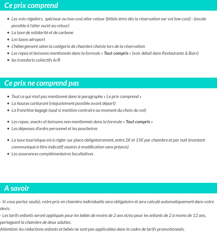 Conditions tarifaires