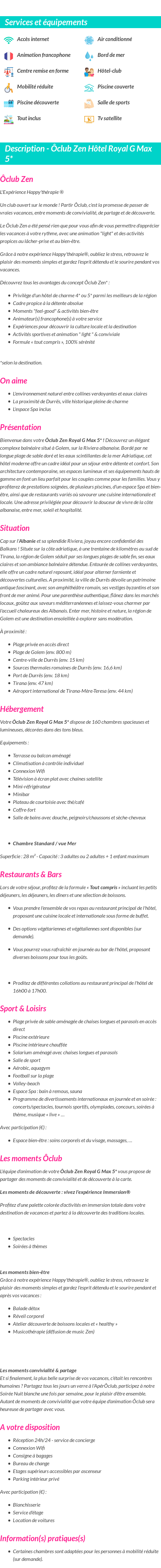 Détails du séjour