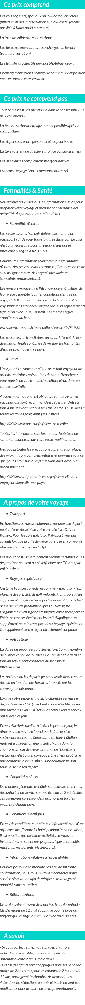 Conditions tarifaires