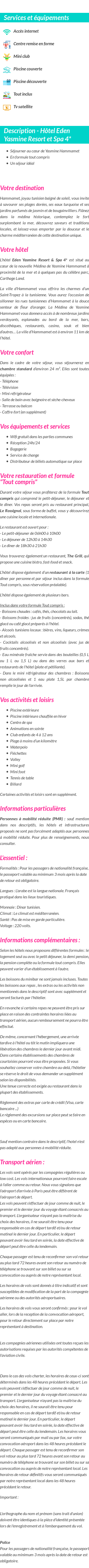 Détails du séjour